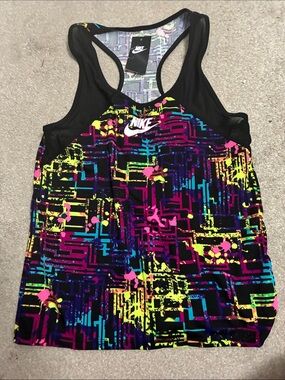 Nike Black Neon Geo-Print Racerback Tank